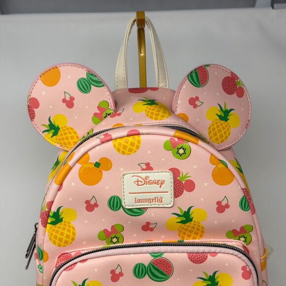 Disney Loungefly Mickey Minnie Fruit Ear Mini Backpack Pink Retired Vaulted main image 8